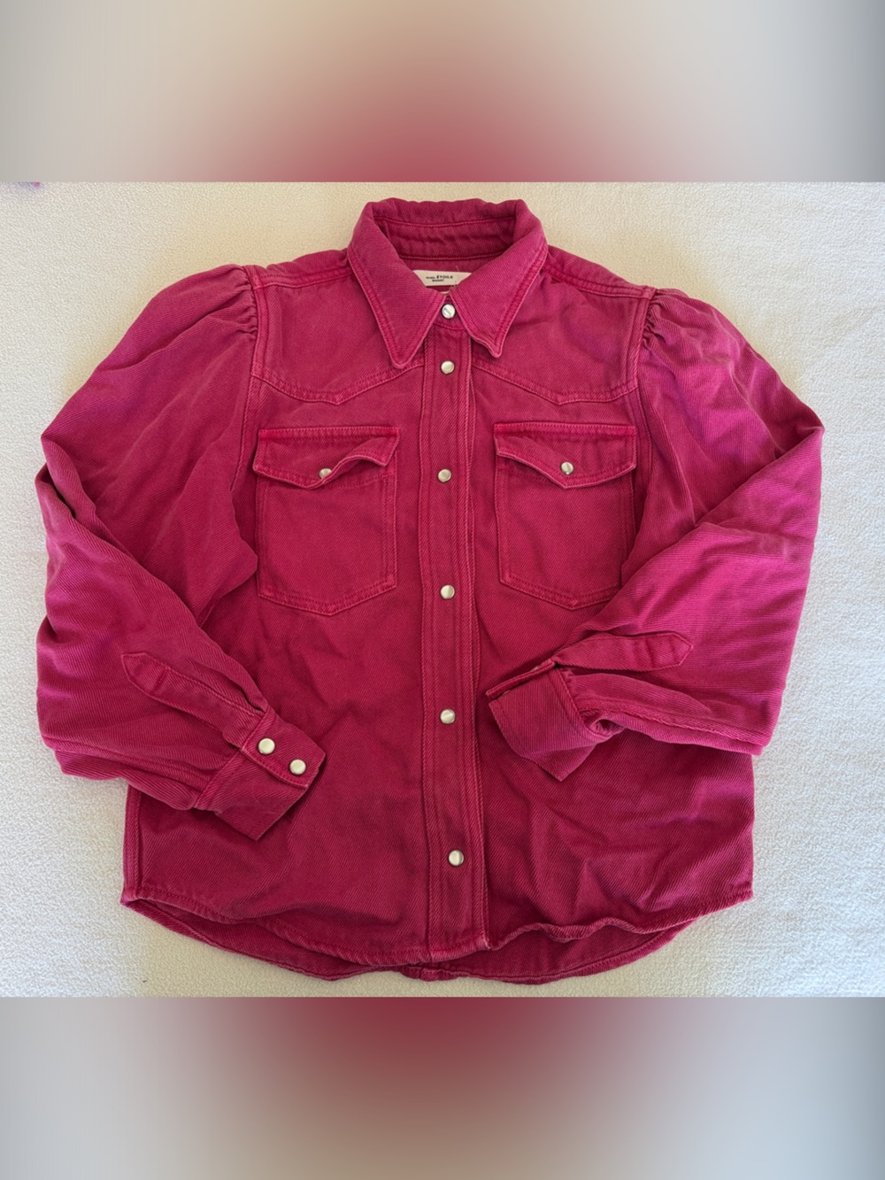 Isabel Marant Etoile Tahisli Fuschia Button-Up Corduroy Shirt